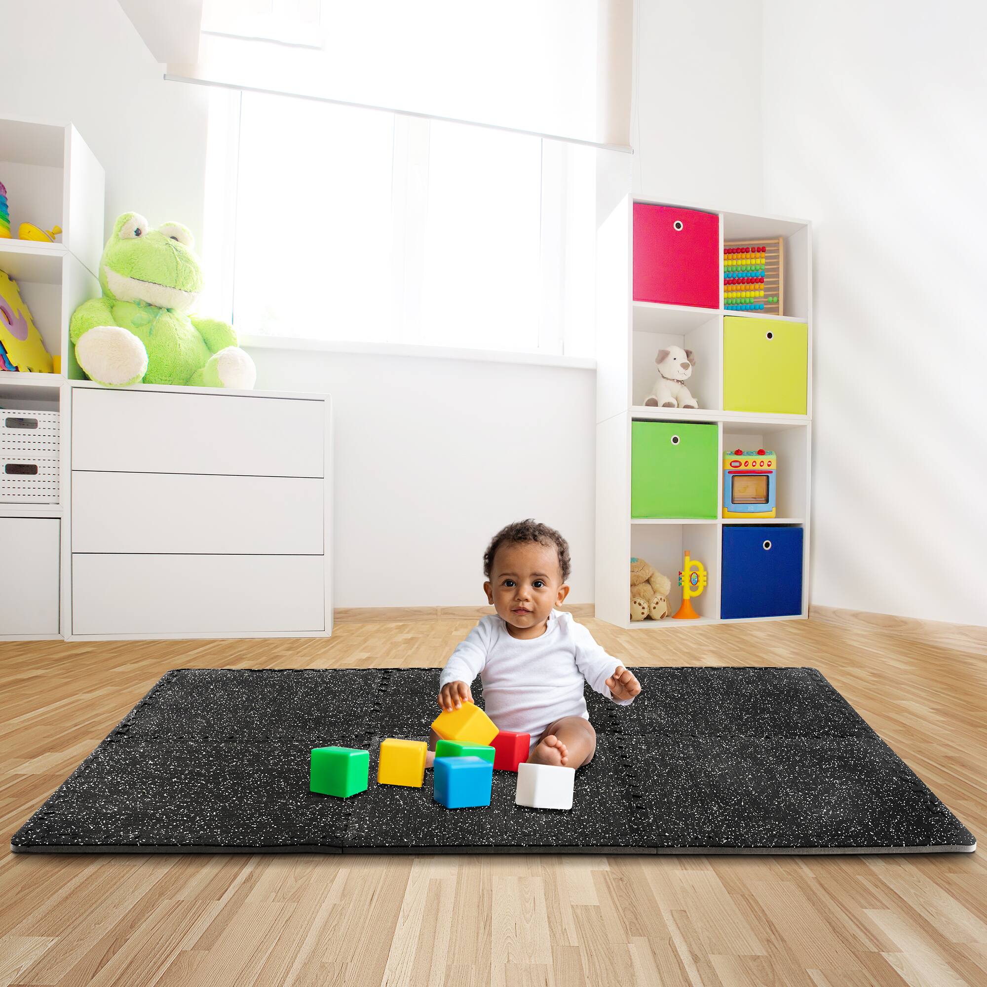 Sorbus 6ft. Blue Exercise Mat Tile Set